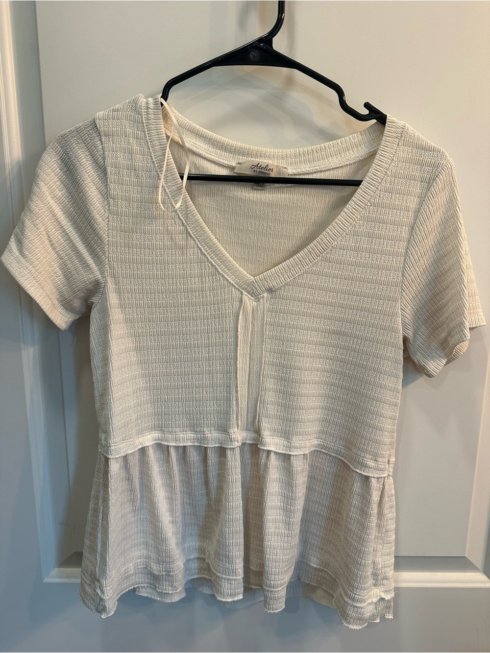 Altar'd State Cream V-Neck Peplum Tunic Top